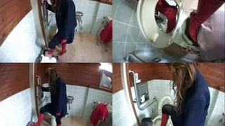 Using her boots, domina is able to man's head in the toilet - Part 3 ( - AVI Format)