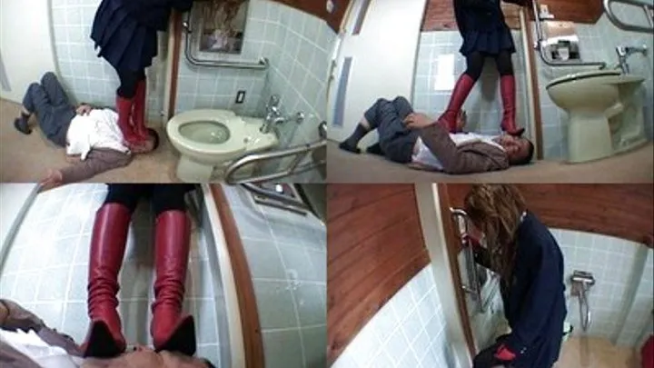 Using her boots, domina is able to man's head in the toilet - Part 2 ( - AVI Format)