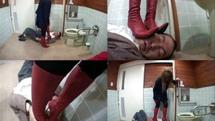 Using her boots, domina is able to man's head in the toilet - Part 1 ( - AVI Format)