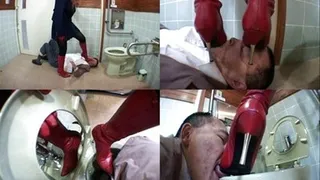 Using her boots, domina is able to man's head in the toilet - Full version ( - AVI Format)