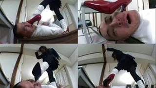 Red stilettos trample and beat man's entire body - Part 2 (Faster Download - ))