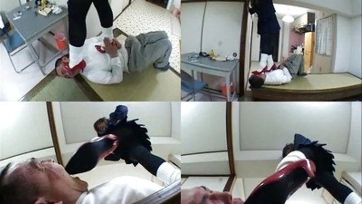 Red stilettos trample and beat man's entire body - Part 1 ( - AVI Format)