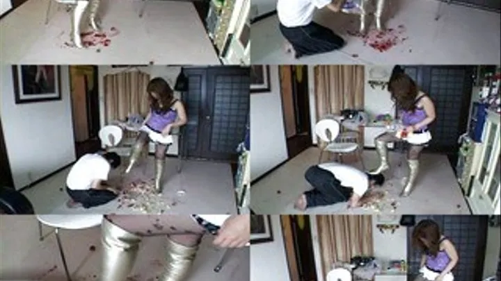 Slave Licks Off Crushed Foods On The Floor - CJ-002