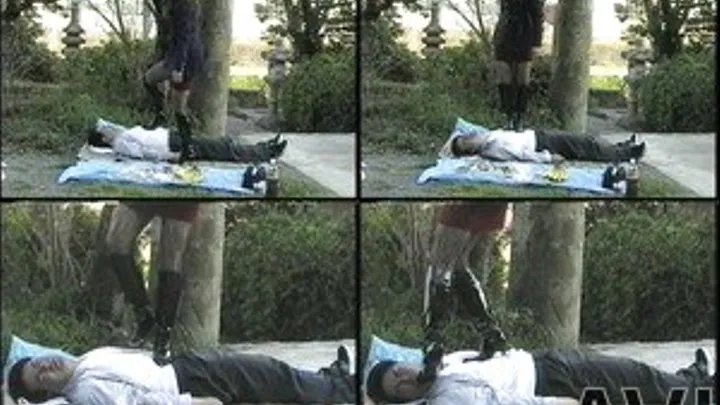 Domina tramples on man's body as he's resting at the park - Full version (Faster Download - ))