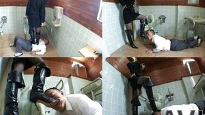 Man is beaten up in a public toilet after trying to a domina - Part 1 (Faster Download - ))