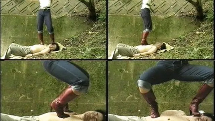 Mistress swings from a tree branch and falls right on man's body - Full version ( - AVI Format)