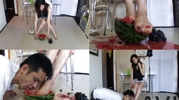 Domina scoops watermelon using her feet and feeds man! - Full version (Faster Download - ))