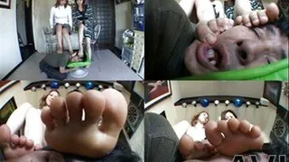 Two ladies made man even uglier by stepping on his face - Part 1 (Faster Download - ))