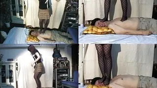 Napping man is awaken by domme who stepped on his body - Part 2 ( - AVI Format)