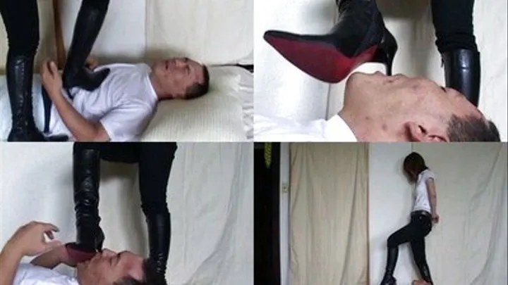 Domina makes use of the heels of her boots to punish man - Part 2 ( - AVI Format)