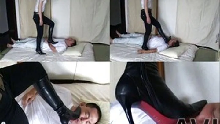 Domina makes use of the heels of her boots to punish man - Part 1 (Faster Download - ))