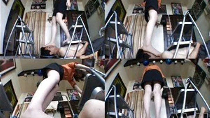 Domina transfers from one ladder to another while also stepping on man's face - Part 3 (Faster Download - ))