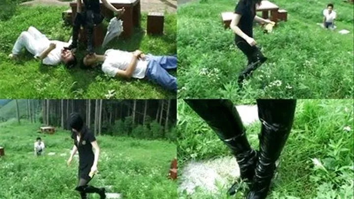 Two slaves run after a domina as they adore her boots a lot - Part 2 ( - AVI Format)