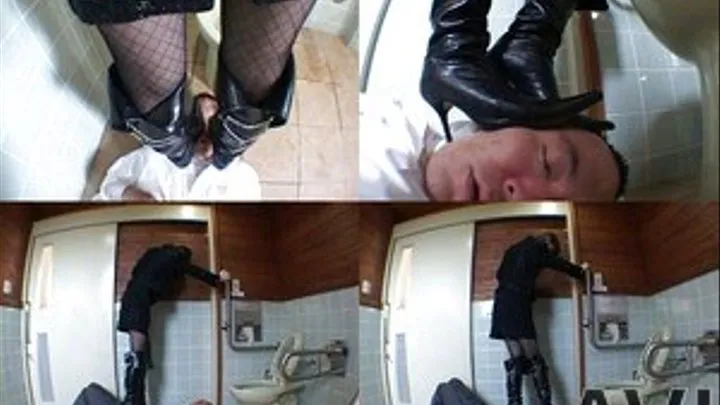 Man is on the bathroom floor as domina is up on his body - Part 2 (Faster Download - ))