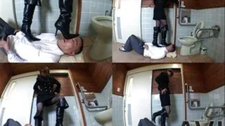 Man is on the bathroom floor as domina is up on his body - Full version (Faster Download - ))