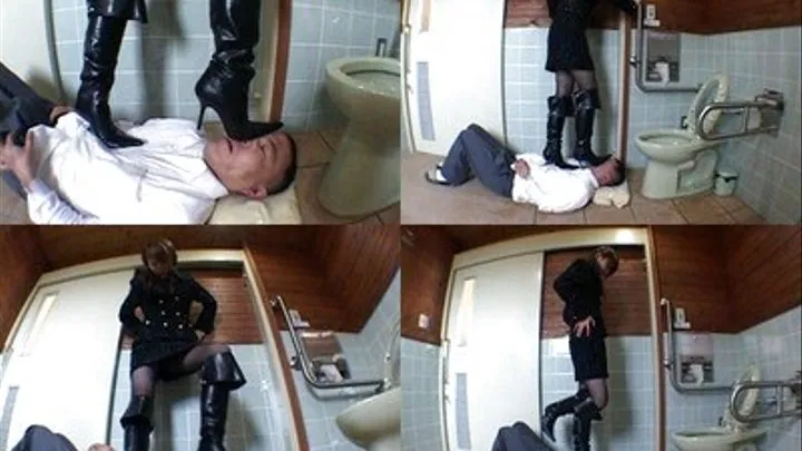 Man is on the bathroom floor as domina is up on his body - Full version ( - AVI Format)