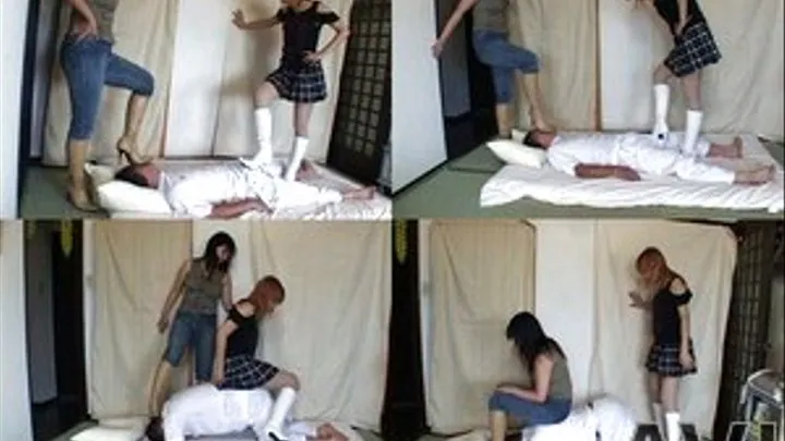 Dominas use boots to tease man's cock and beat his face at the same time - Part 3 (Faster Download - ))