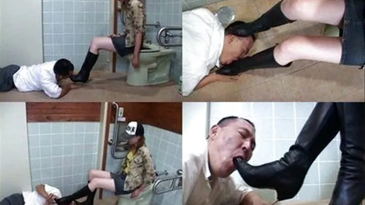 Domme humiliates horny man after trying to her in public toilet - Part 2 ( - AVI Format)