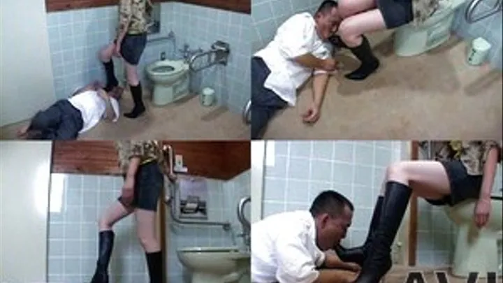 Domme humiliates horny man after trying to her in public toilet - Part 1 (Faster Download - ))