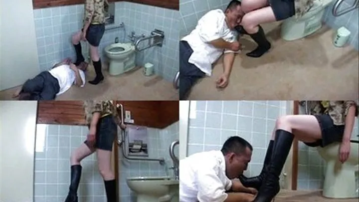 Domme humiliates horny man after trying to her in public toilet - Part 1 ( - AVI Format)