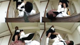 Domme goes up beside napping man to punish him for laziness - Part 3 ( - AVI Format)