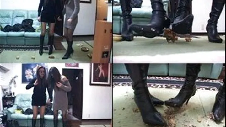 Two dommes love crushing things using their boots - Full version - AVI Format