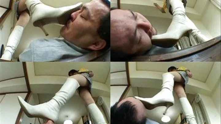 Man gets gagged by domme's dirty boots - - AVI Format