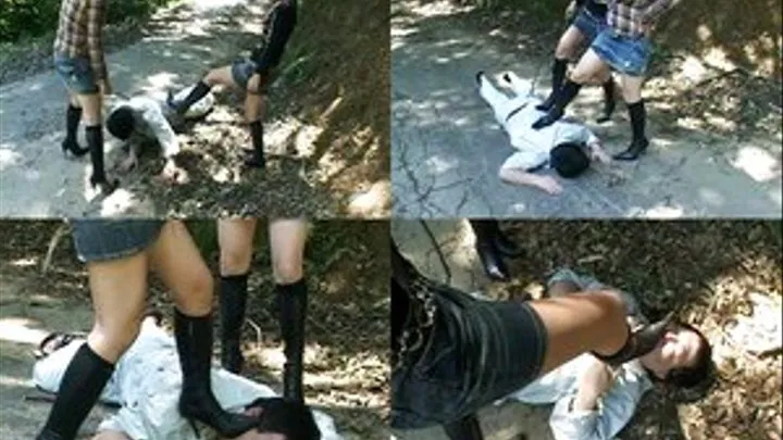 Two mistresses beat up slave down the road - Part 2 - AVI Format