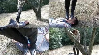 Man endures trampling on his body and face - Full version - AVI Format