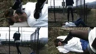 Domme visits slave in his cage only to trample on his body - Full version - AVI Format