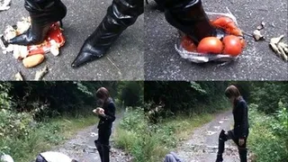 Foods for picnic is crushed on the ground and fed to the hungry man - Full version ( - AVI Format)