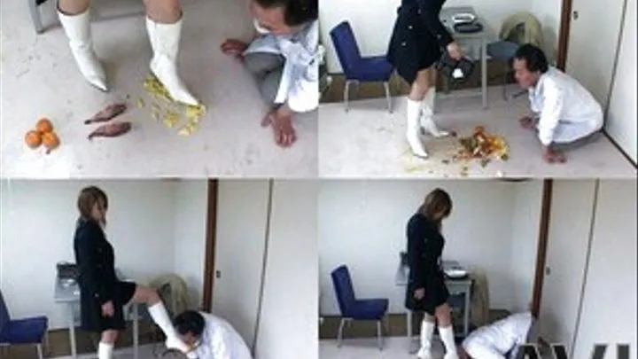 Man is fed with foods crushed by domme with her boots - Full version (Faster Download - ))