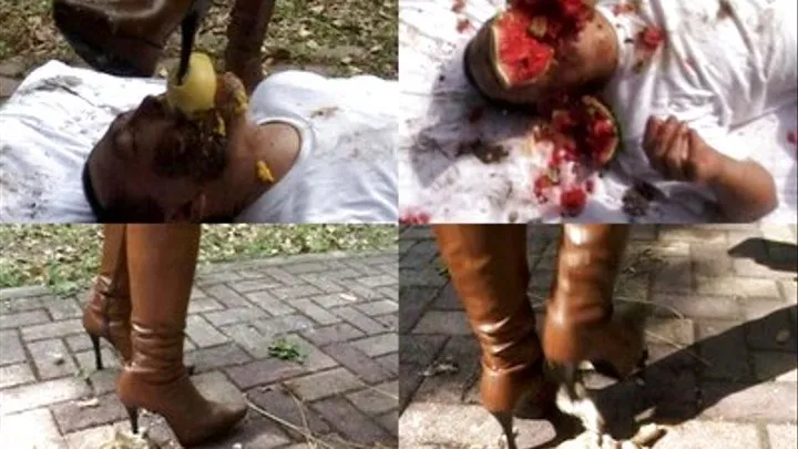 Fruits Crushed Through High Heeled Boots Right On Hungry Man's Face! - Part 3 ( - AVI Format)