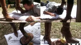 Fruits Crushed Through High Heeled Boots Right On Hungry Man's Face! - Part 2 (Faster Download - ))