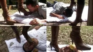 Fruits Crushed Through High Heeled Boots Right On Hungry Man's Face! - Part 2 ( - AVI Format)