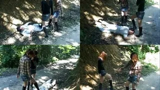 Man Gets Beaten Up On The Trail By Two Femdommes! - Part 1 ( - AVI Format)