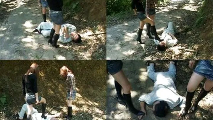 Man Gets Beaten Up On The Trail By Two Femdommes! - Part 3 ( - AVI Format)