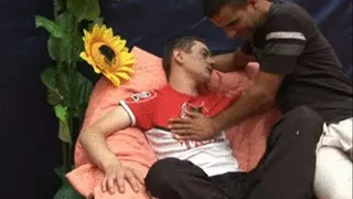 Handsome dude and his boyfriend swapping cum after sex