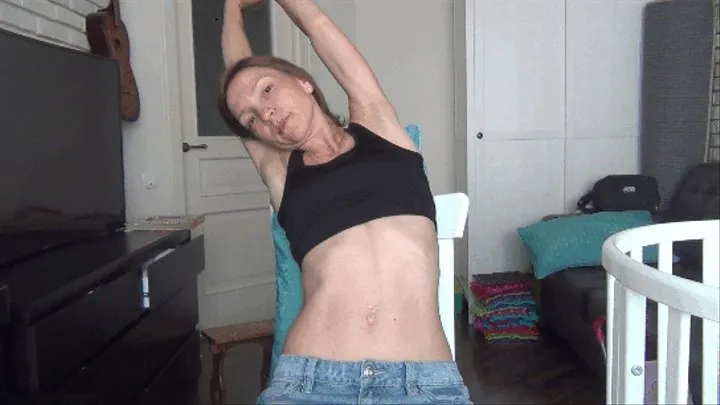 Stretching sexy tummy