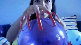 Burst ballons with super long red nails