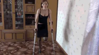 SEXY AMPUTEE WALKING ON CRUTCHES (C)