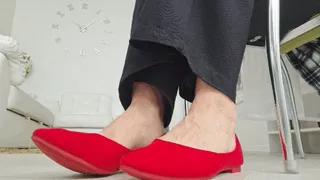 Toe wiggling in new pointed red ballet flats 2 BF