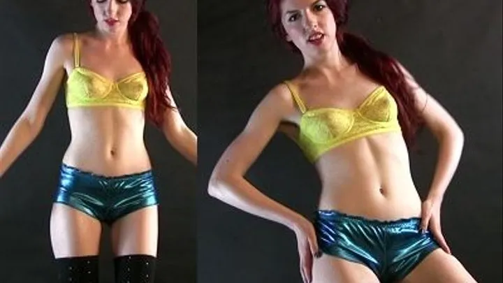 ALEX Shiny Hotpants, Bra & Socks Dance & Tease