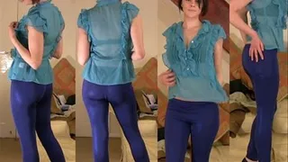 CARMEN Blue Latex Leggings