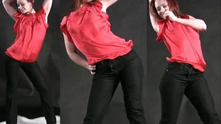 Chrissie Slow & Sexy Rock Babe Dances In Jeans & Satin Blouse **WMV **