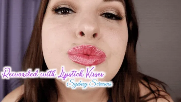 Rewarded with Lipstick Kisses - A lipstick fetish scene featuring: pink lipstick, glossy lips, sensual domination, masturbation encouragement, and female domination