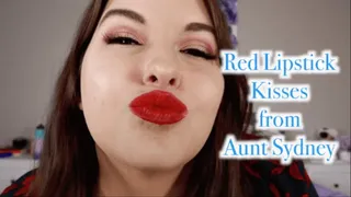 Red Lipstick Kisses from Aunt Sydney - A lipstick fetish scene featuring: red lipstick, doting, POV kissing, taboo, and older woman
