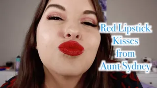 Red Lipstick Kisses from Aunt Sydney - A lipstick fetish scene featuring: red lipstick, doting, POV kissing, taboo, and older woman