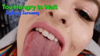 Too Hungry to Wait - same-size vore scene featuring: mouth fetish, BBW vore, bloated belly, and burping