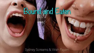 Bound and Eaten ft Virah Payam - A same size vore scene featuring: burping, bloated belly, femdom POV, and female domination